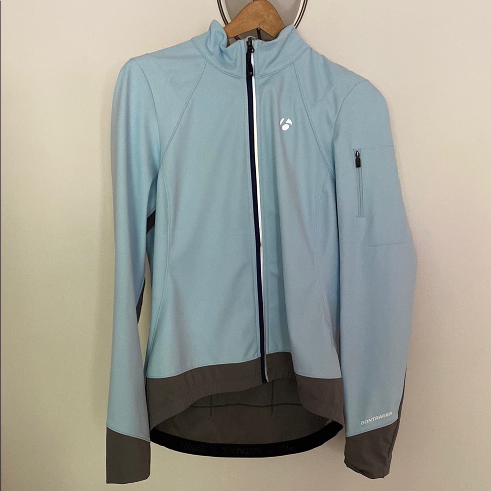 Women's Bontragger Light Blue Jacket reflective bicycle jacket.